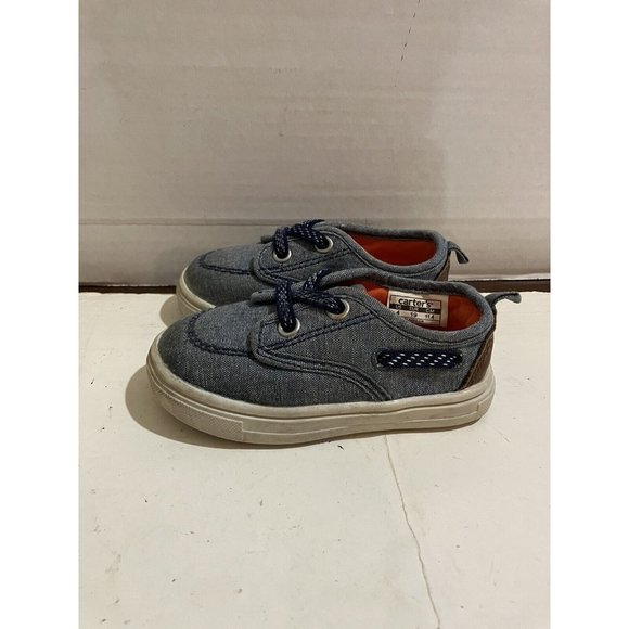 carters  baby toddler  size 4 blue  Denim casual self lacing shoes - Picture 3 of 8